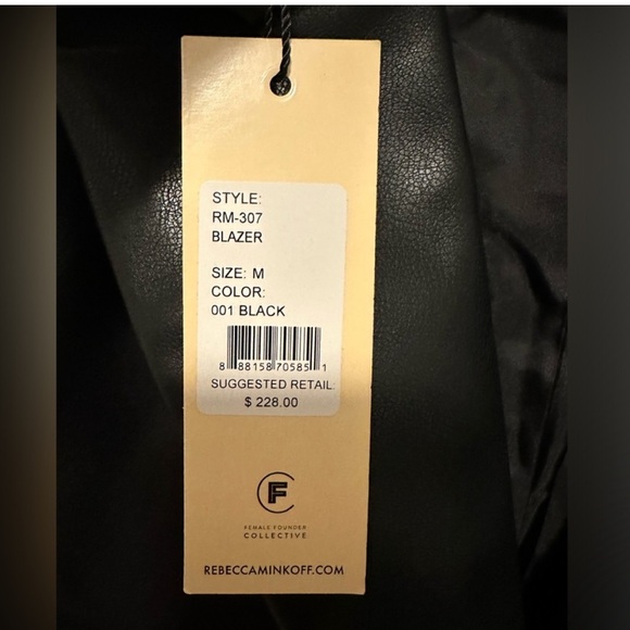 REBECCA MINKOFF Black Faux Leather Oversized Jacket Size M NWT - Picture 6 of 6